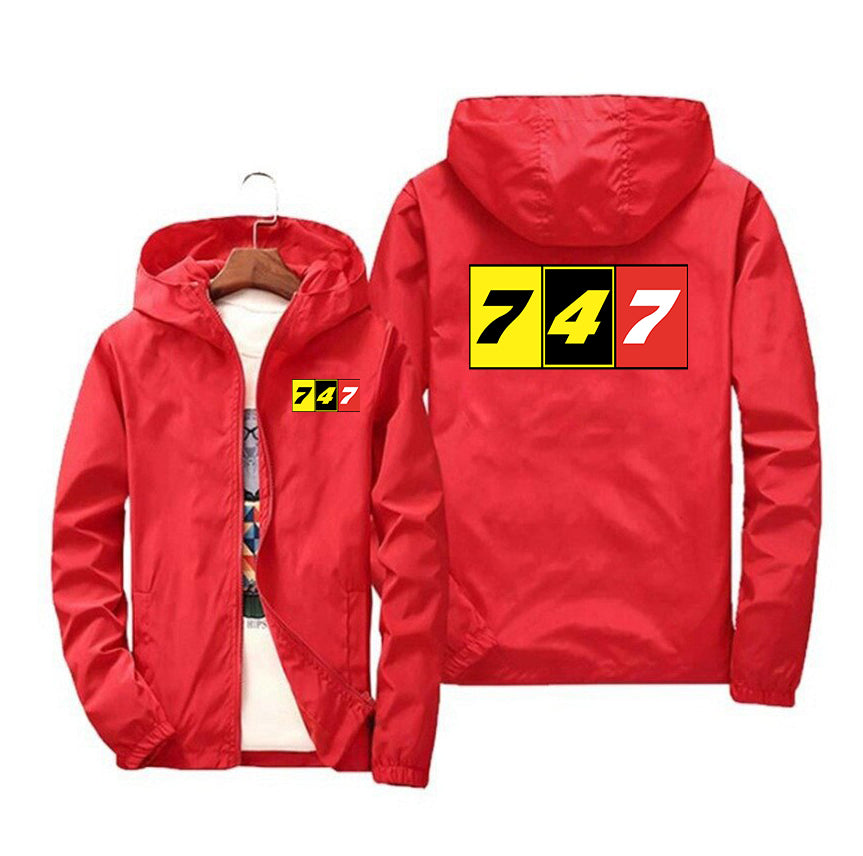 Flat Colourful 747 Designed Windbreaker Jackets