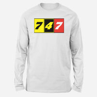 Thumbnail for Flat Colourful 747 Designed Long-Sleeve T-Shirts