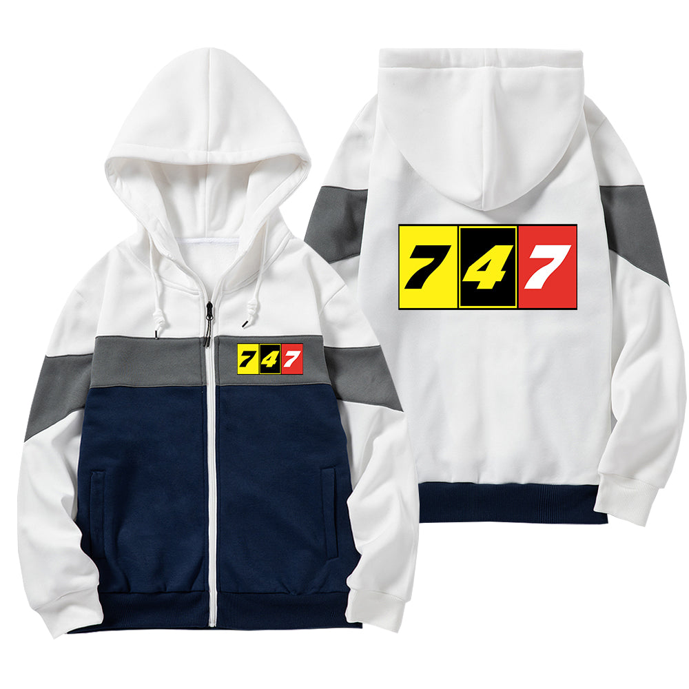 Flat Colourful 747 Designed Colourful Zipped Hoodies