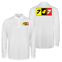 Thumbnail for Flat Colourful 747 Designed Long Sleeve Polo T-Shirts (Double-Side)