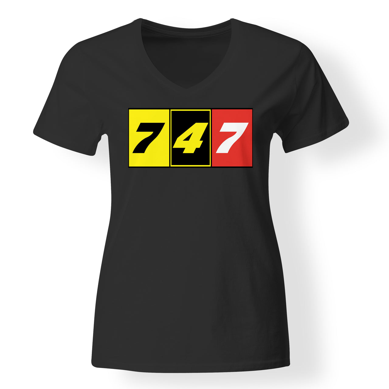 Flat Colourful 747 Designed V-Neck T-Shirts
