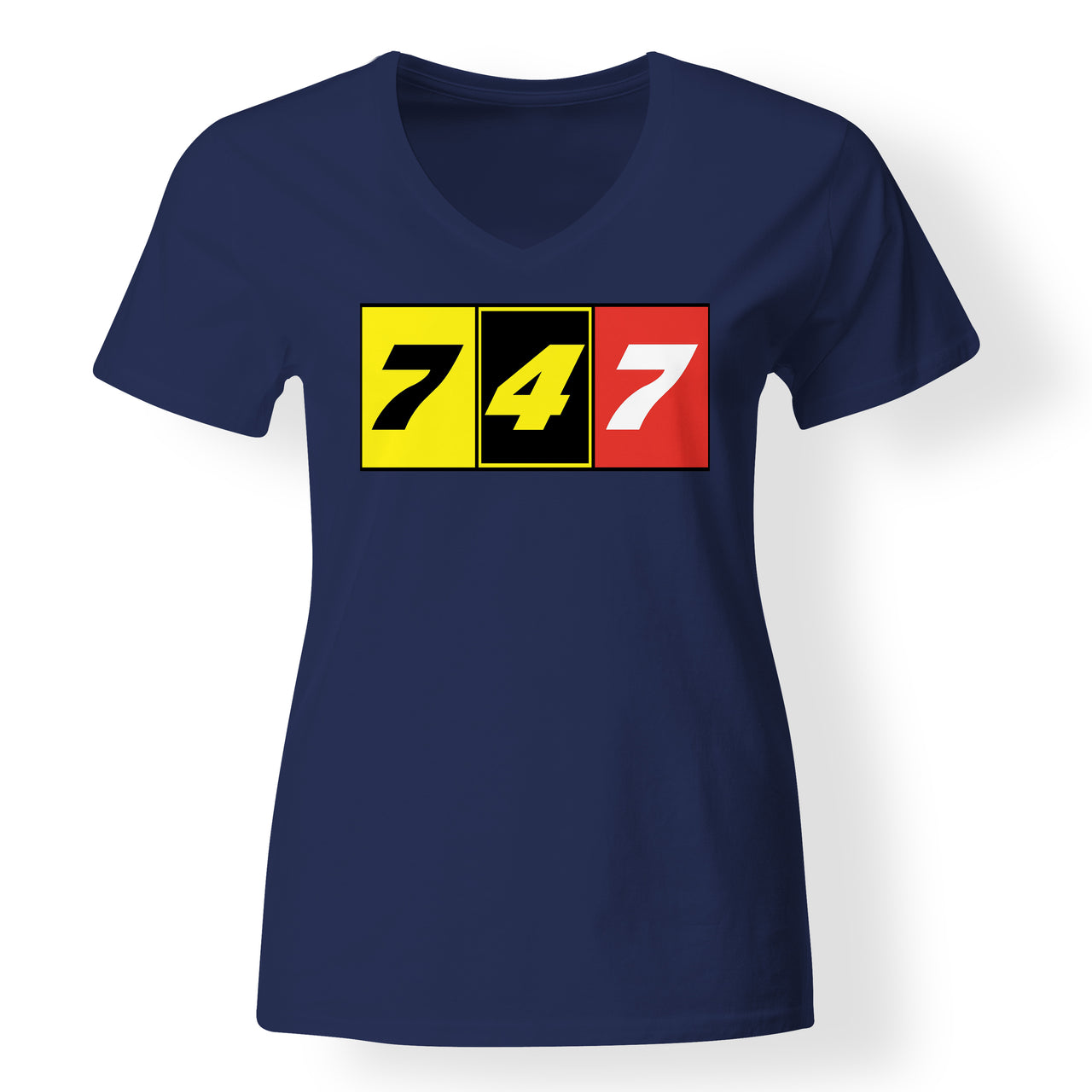 Flat Colourful 747 Designed V-Neck T-Shirts