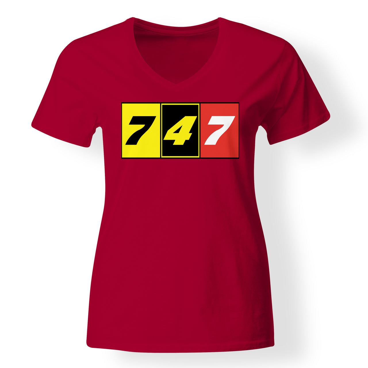 Flat Colourful 747 Designed V-Neck T-Shirts