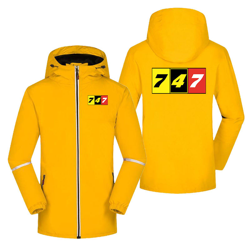 Flat Colourful 747 Designed Rain Coats & Jackets