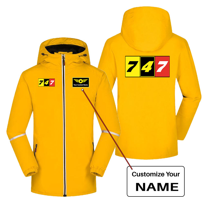 Flat Colourful 747 Designed Rain Coats & Jackets