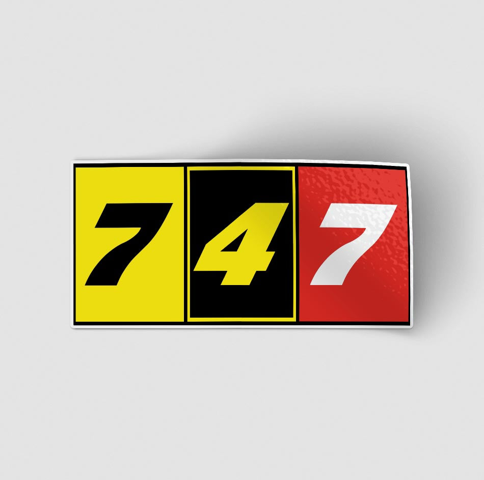 Flat Colourful 747 Designed Stickers