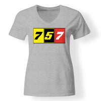 Thumbnail for Flat Colourful 757 Designed V-Neck T-Shirts