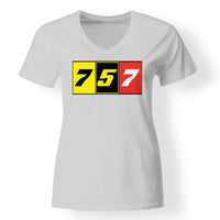 Thumbnail for Flat Colourful 757 Designed V-Neck T-Shirts