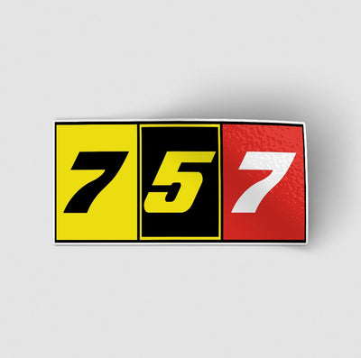 Flat Colourful 757 aviation themed sticker, weather-resistant vinyl.
