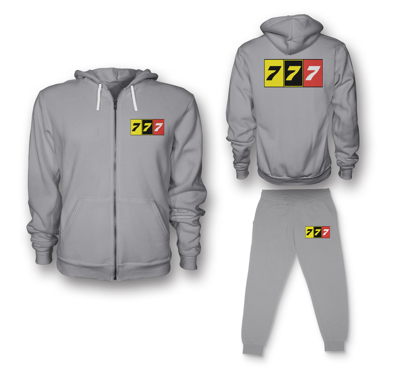 Flat Colourful 777 Designed Zipped Hoodies & Sweatpants Set
