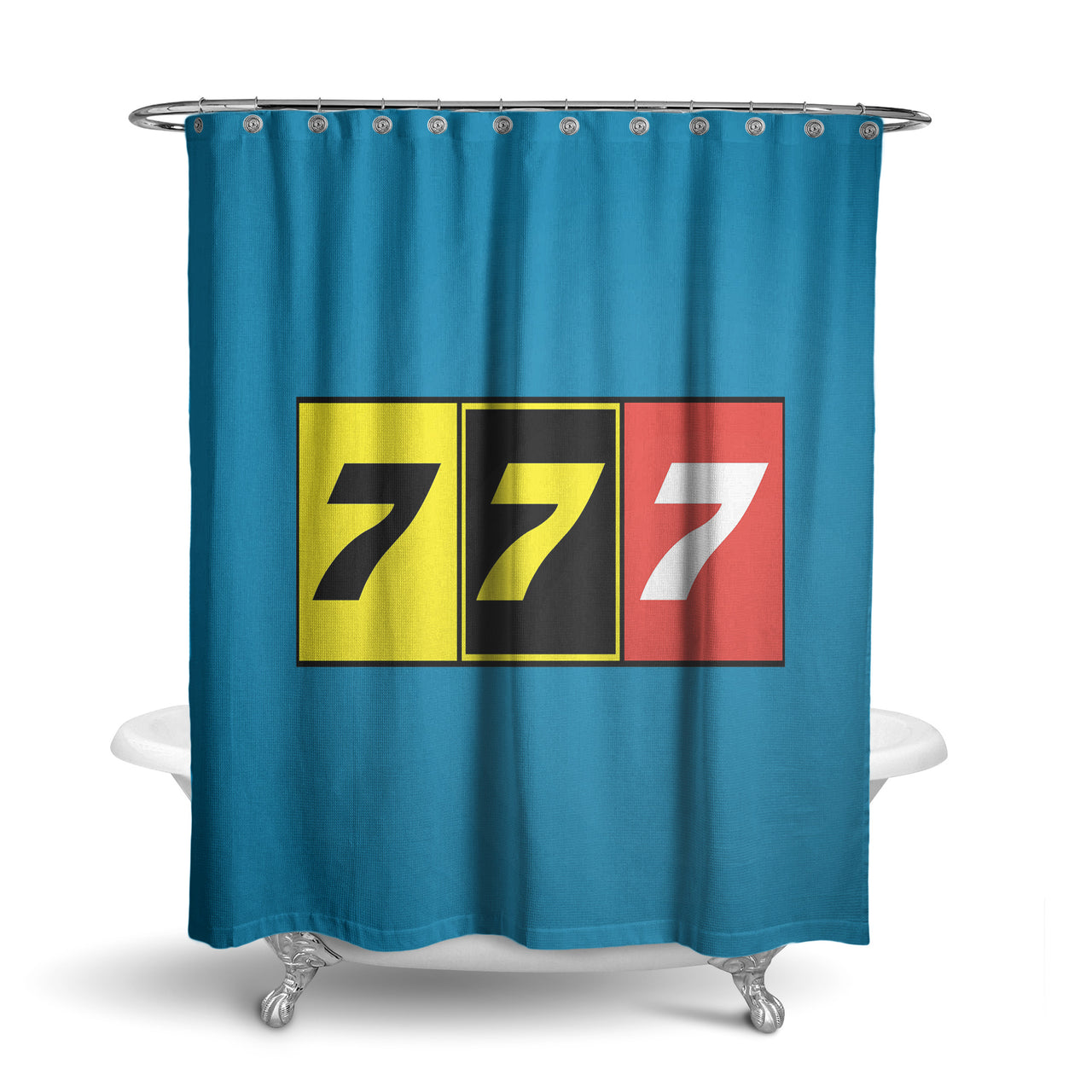 Flat Colourful 777 Designed Shower Curtains
