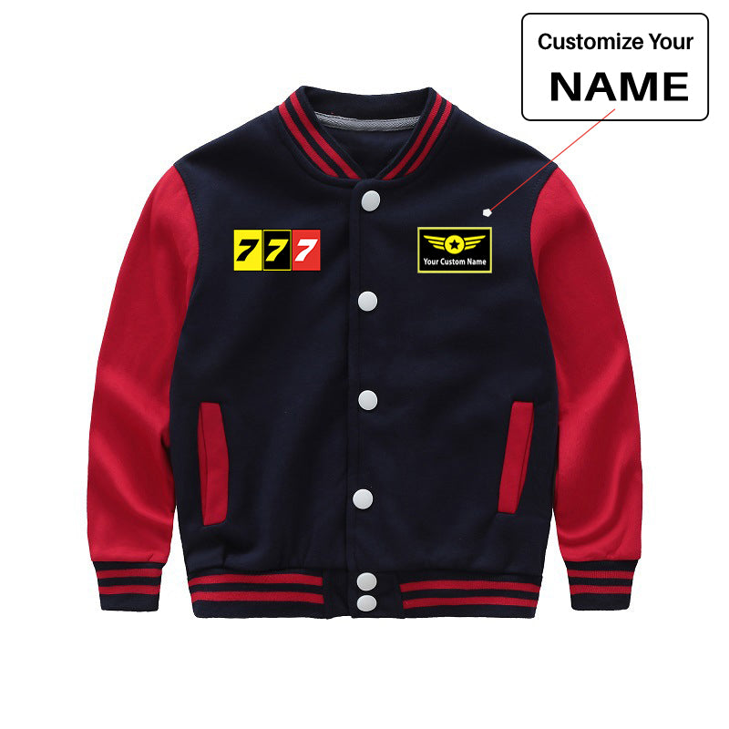 Flat Colourful 777 Designed "CHILDREN" Baseball Jackets