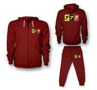 Thumbnail for Flat Colourful 777 Designed Zipped Hoodies & Sweatpants Set