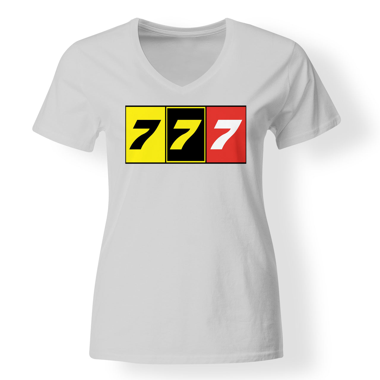 Flat Colourful 777 Designed V-Neck T-Shirts