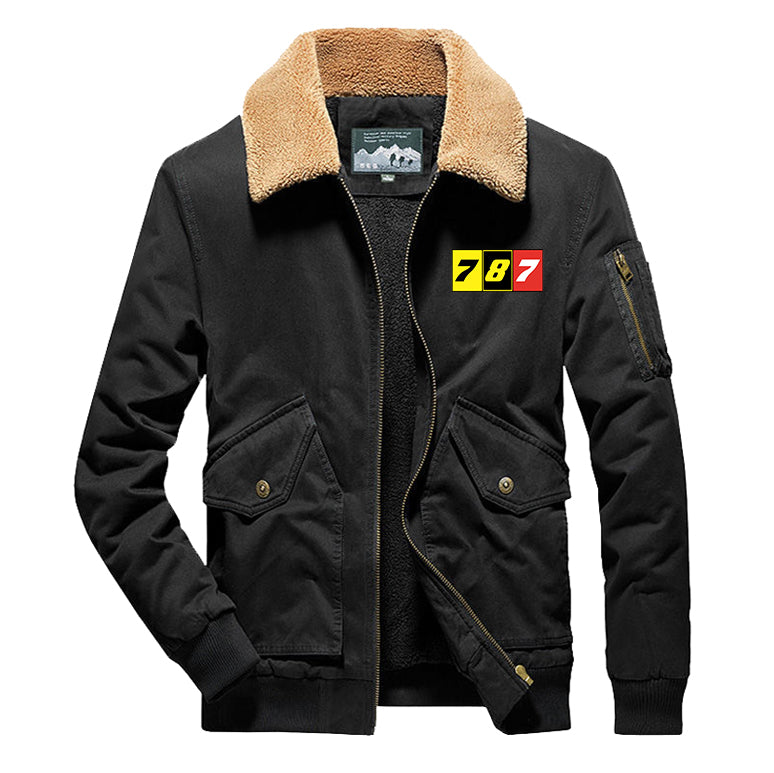 Flat Colourful 787 Designed Thick Bomber Jackets