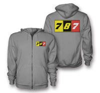 Thumbnail for Flat Colourful 787 Designed Zipped Hoodies