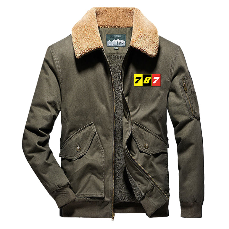 Flat Colourful 787 Designed Thick Bomber Jackets