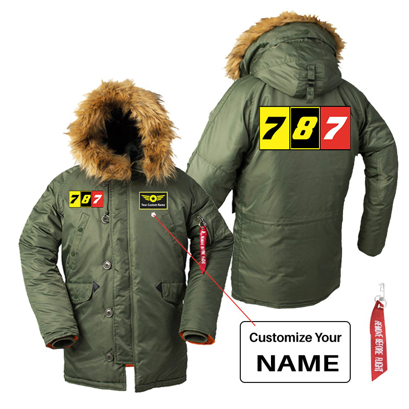 Flat Colourful 787 Designed Parka Bomber Jackets