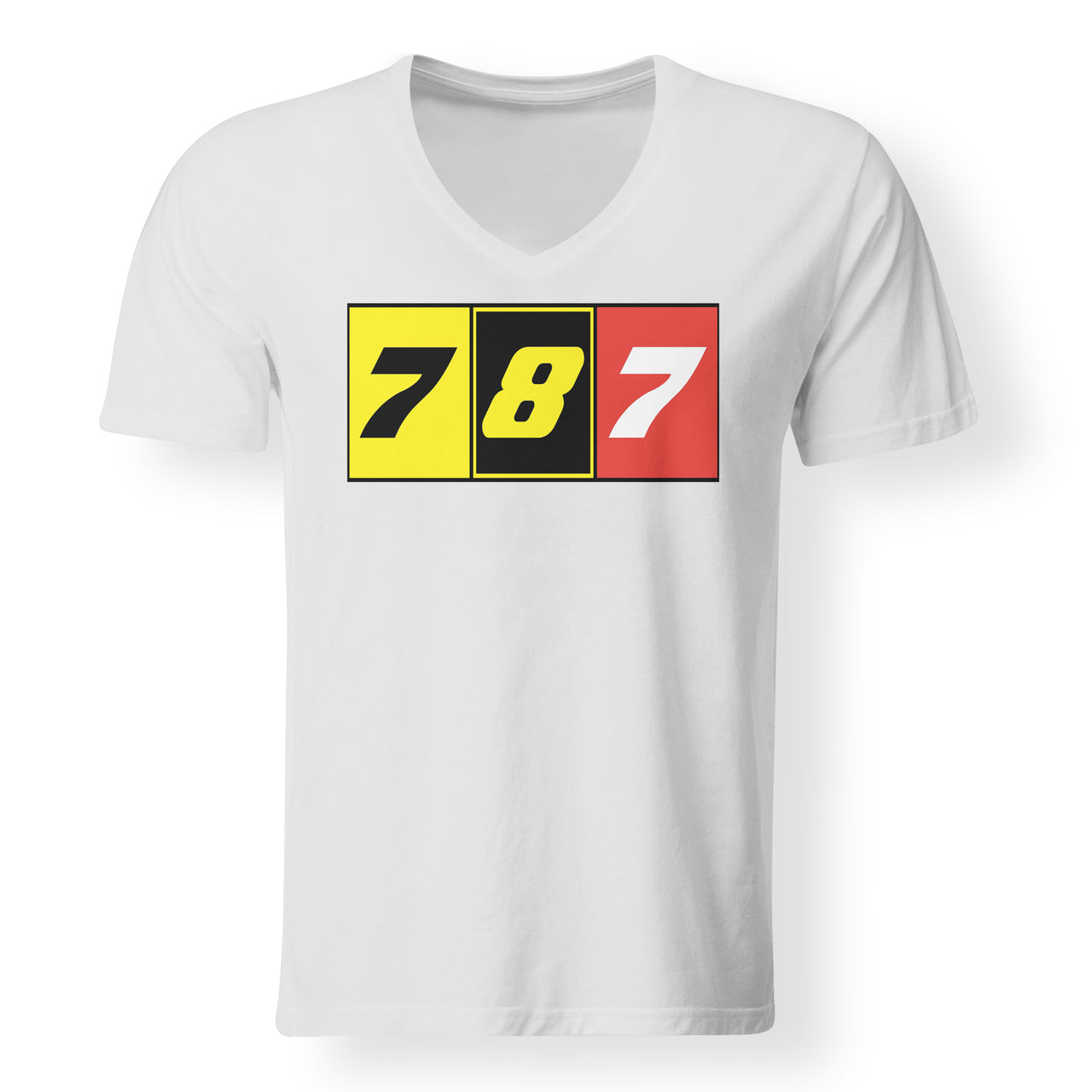 Flat Colourful 787 Designed V-Neck T-Shirts