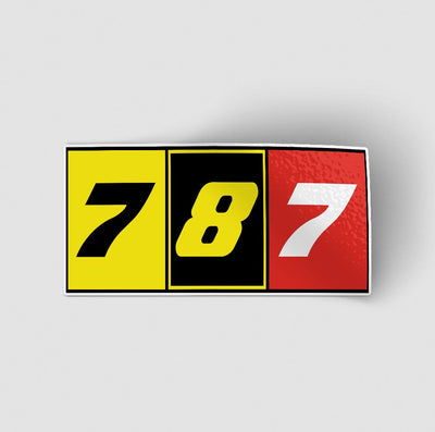 Flat Colourful 787 aviation themed sticker, weather-resistant vinyl.