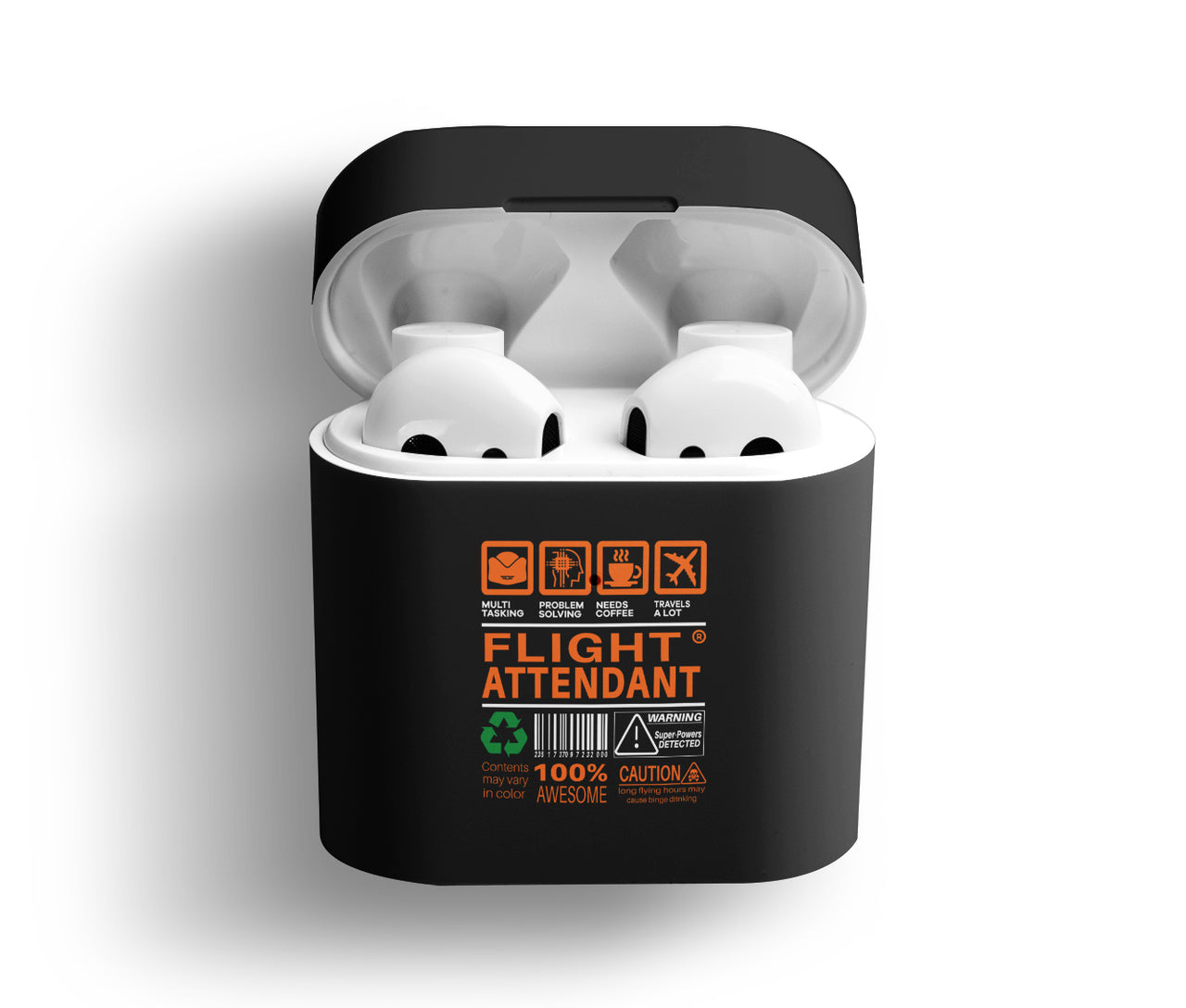 Flight Attendant Label Designed AirPods Cases