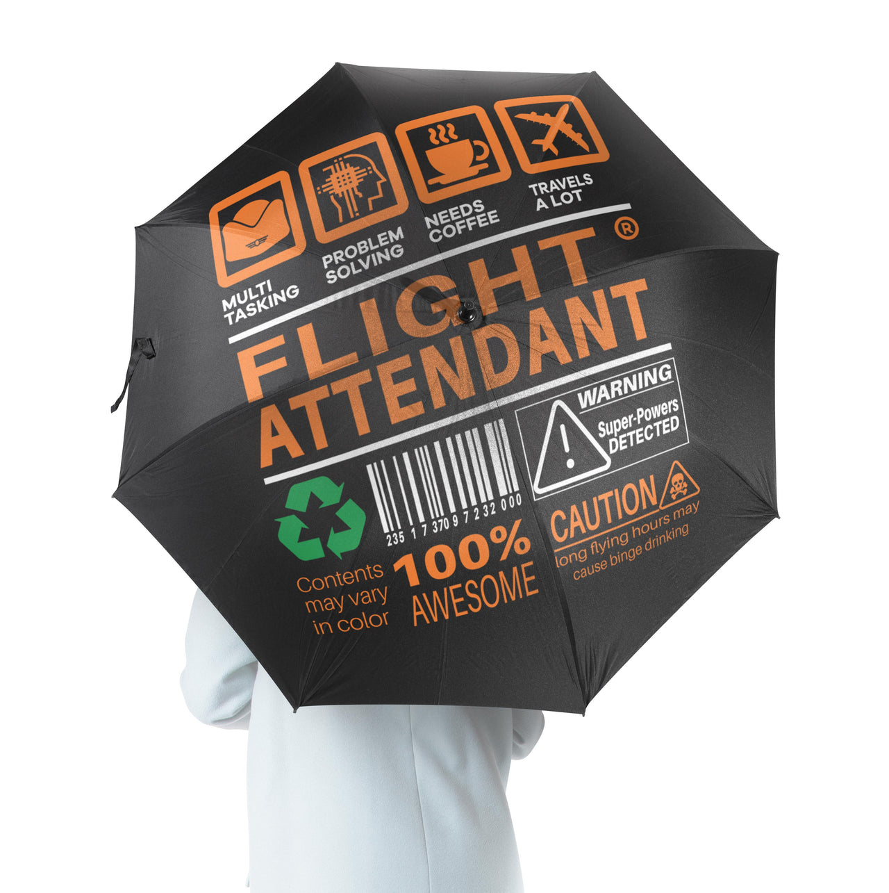Flight Attendant Label Designed Umbrella
