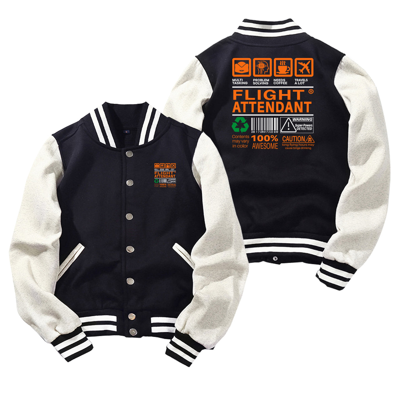 Flight Attendant Label Designed Baseball Style Jackets