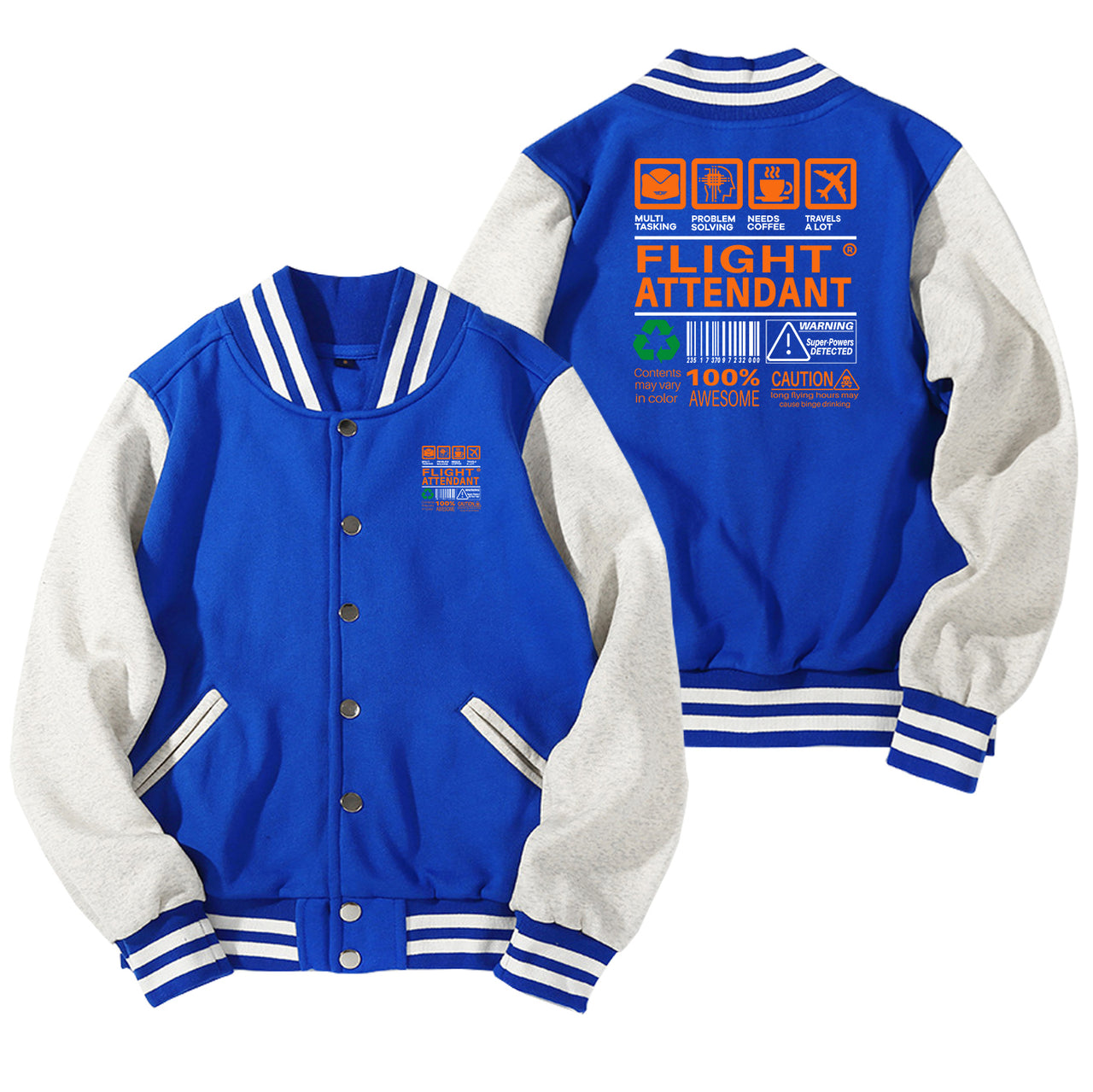 Flight Attendant Label Designed Baseball Style Jackets