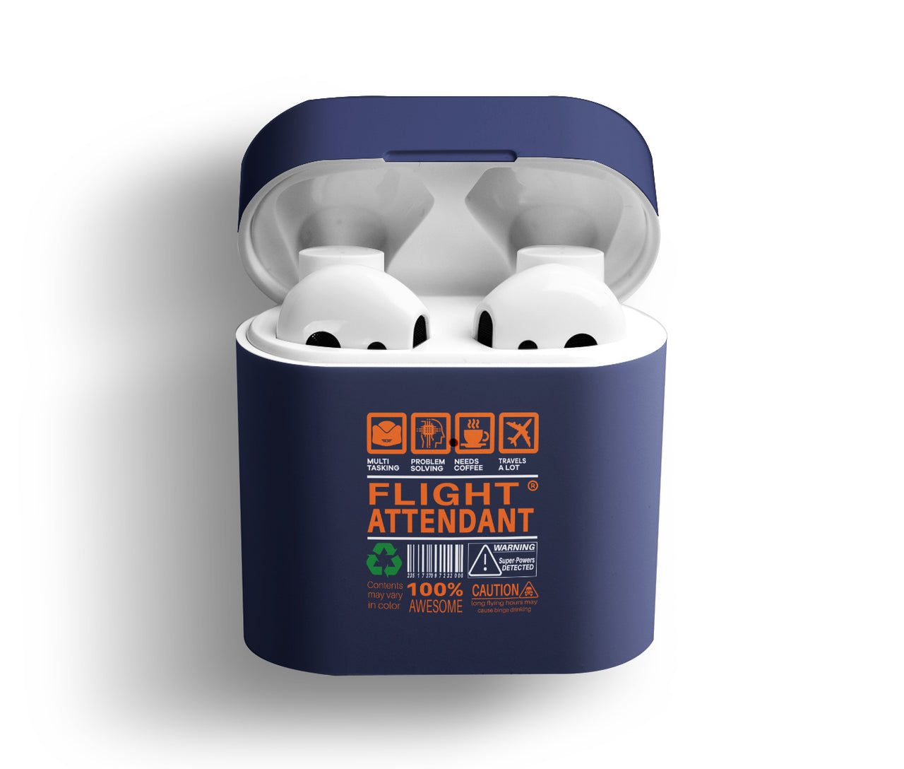 Flight Attendant Label Designed AirPods Cases