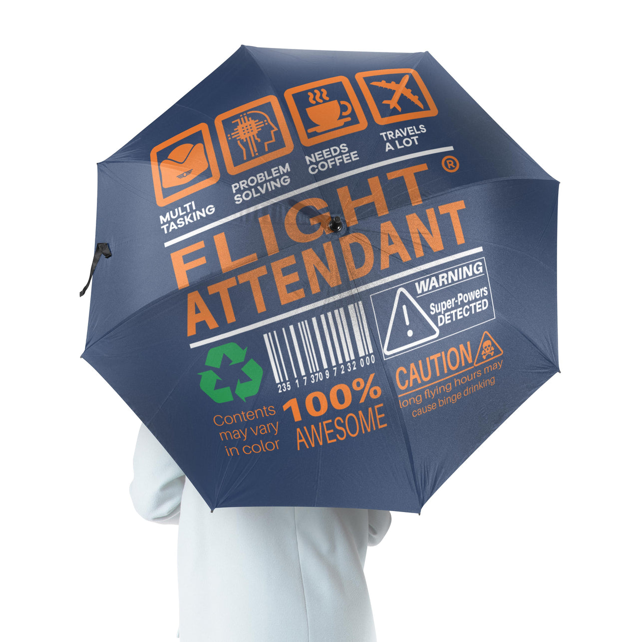 Flight Attendant Label Designed Umbrella