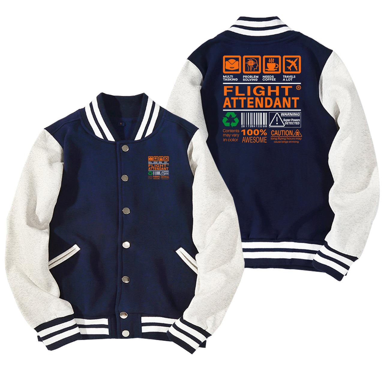 Flight Attendant Label Designed Baseball Style Jackets