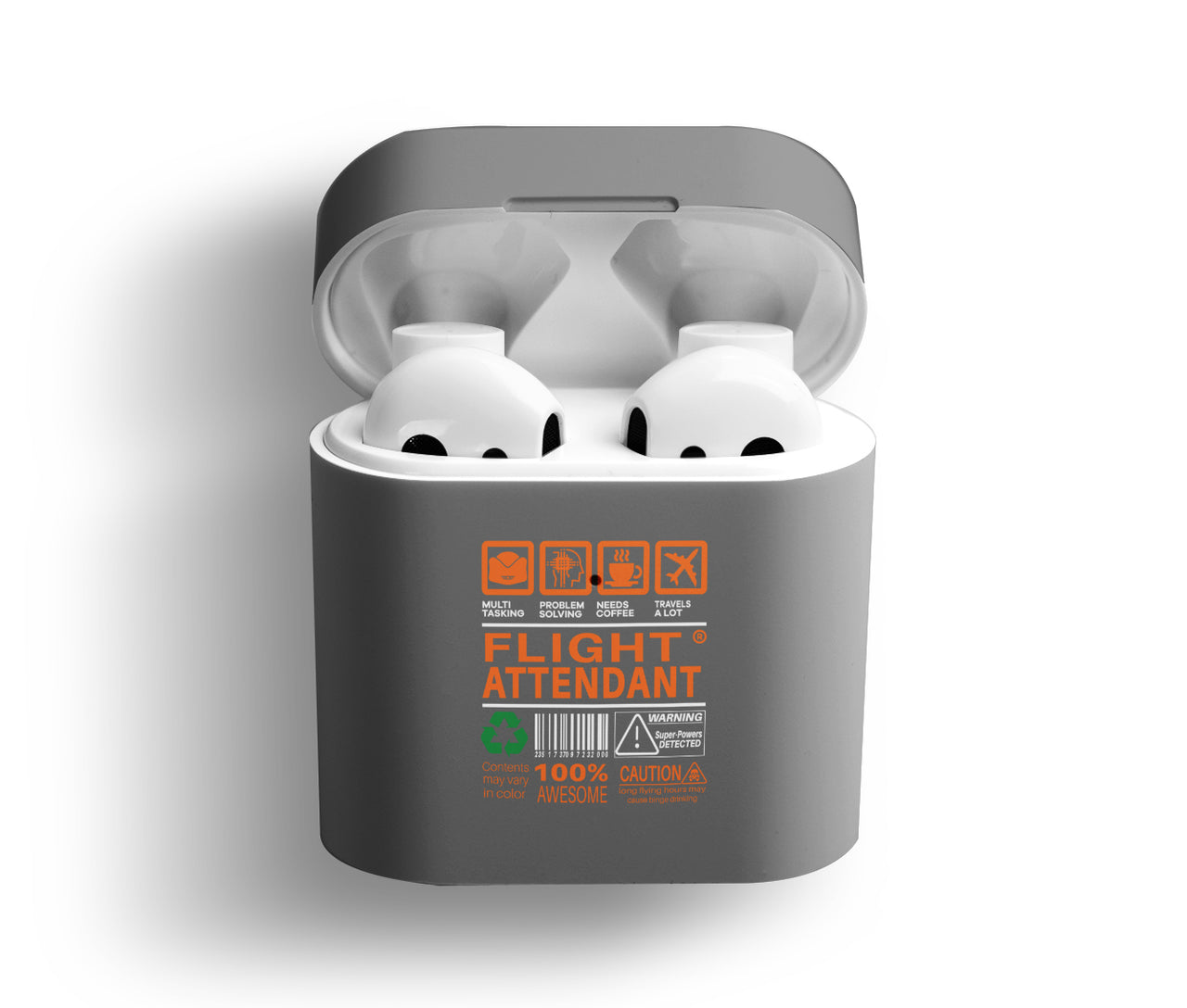Flight Attendant Label Designed AirPods Cases