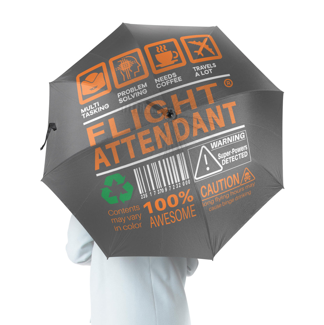 Flight Attendant Label Designed Umbrella