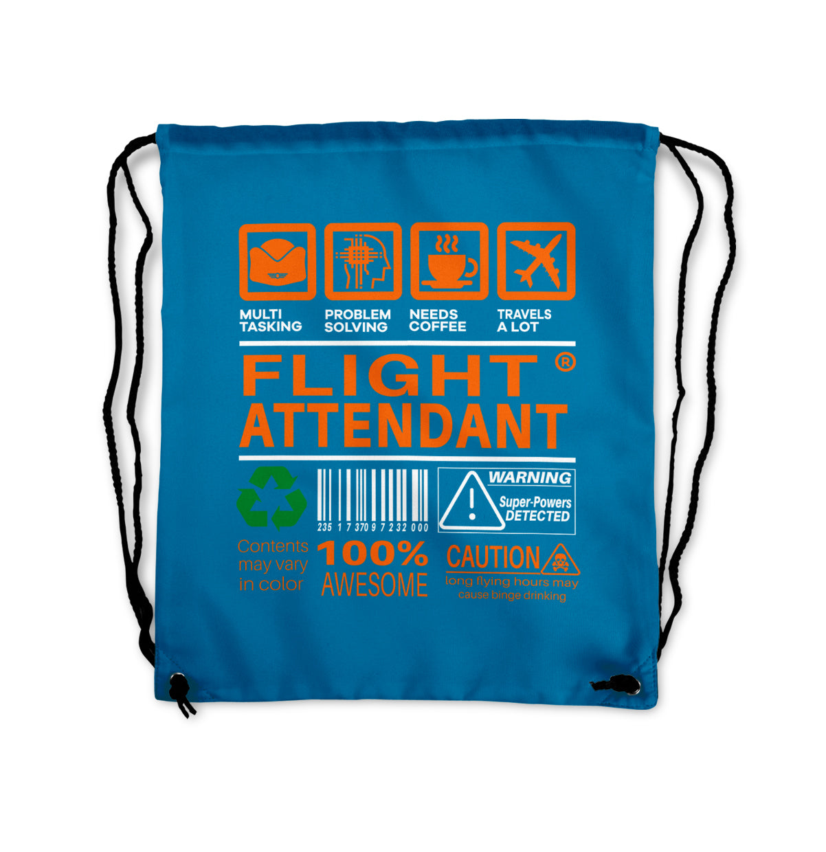 Flight Attendant Label Designed Drawstring Bags