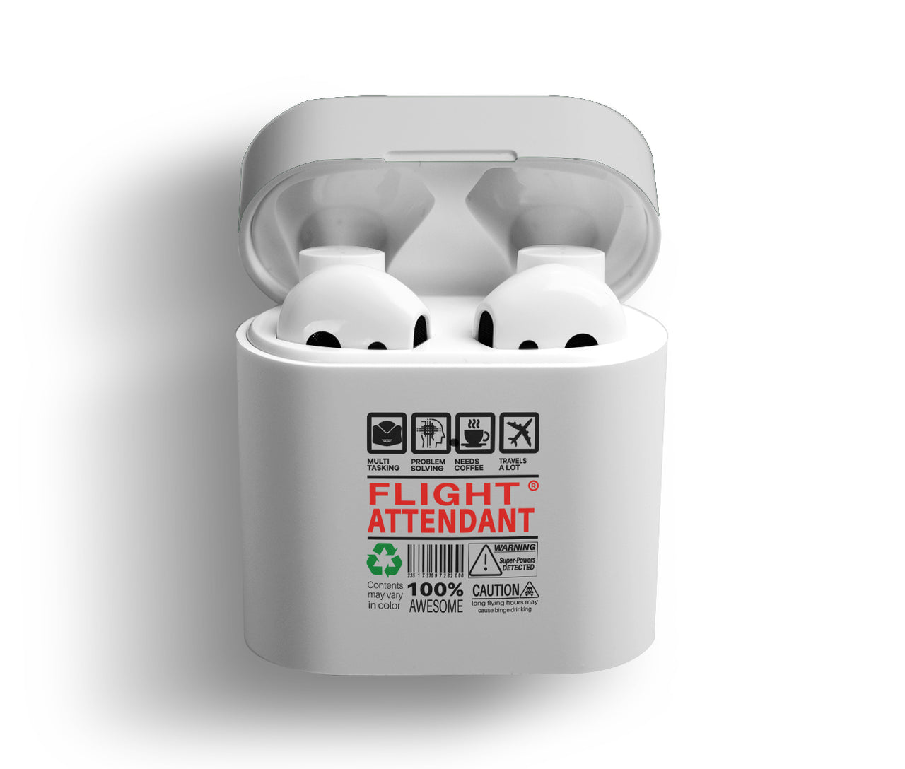 Flight Attendant Label Designed AirPods Cases