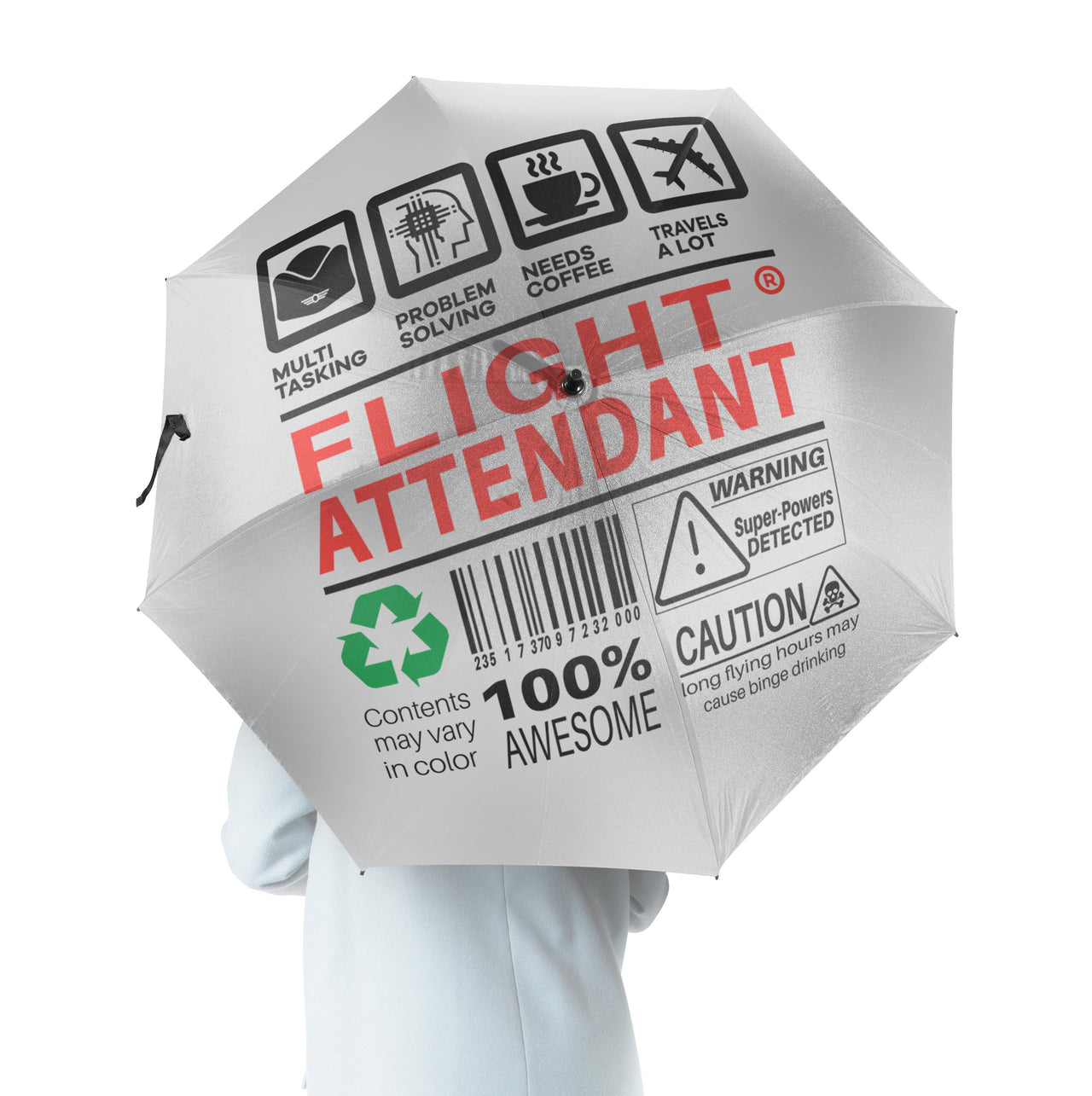 Flight Attendant Label Designed Umbrella