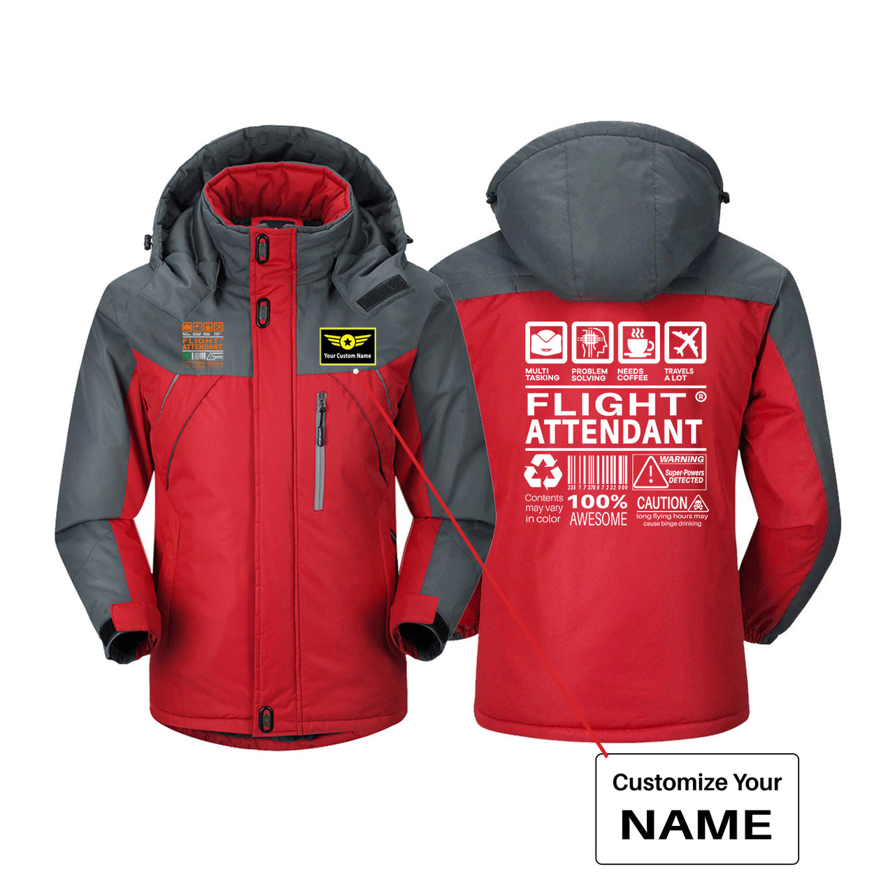 Flight Attendant Label Designed Thick Winter Jackets