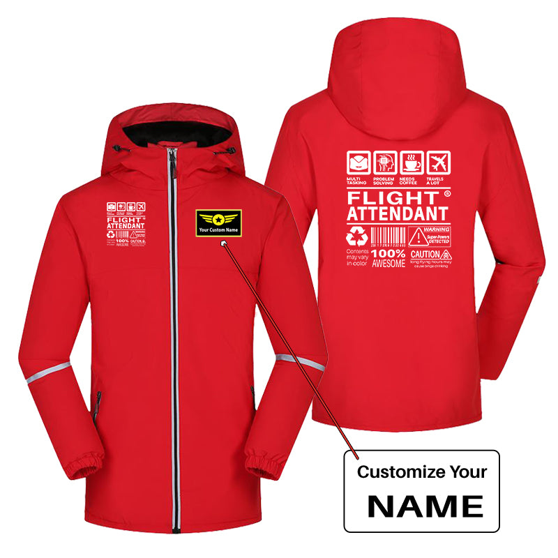 Flight Attendant Label Designed Rain Coats & Jackets