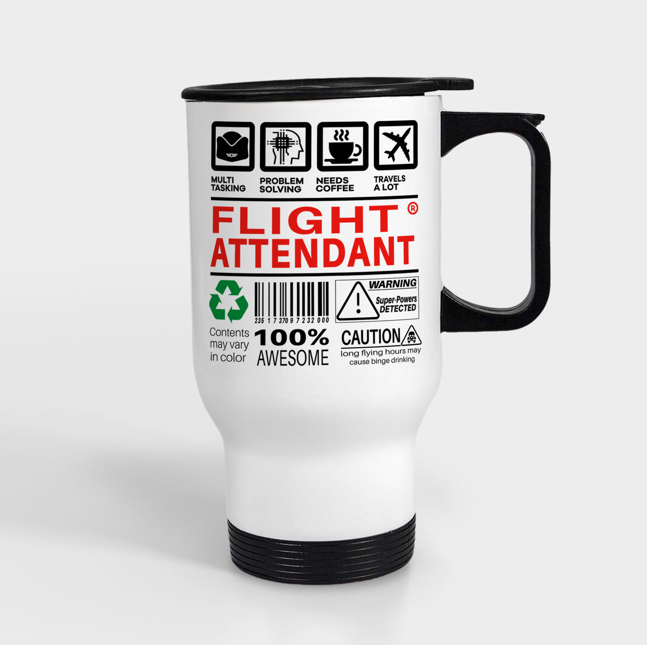 Flight Attendant Label Designed Travel Mugs (With Holder)