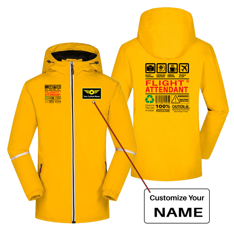 Flight Attendant Label Designed Rain Coats & Jackets