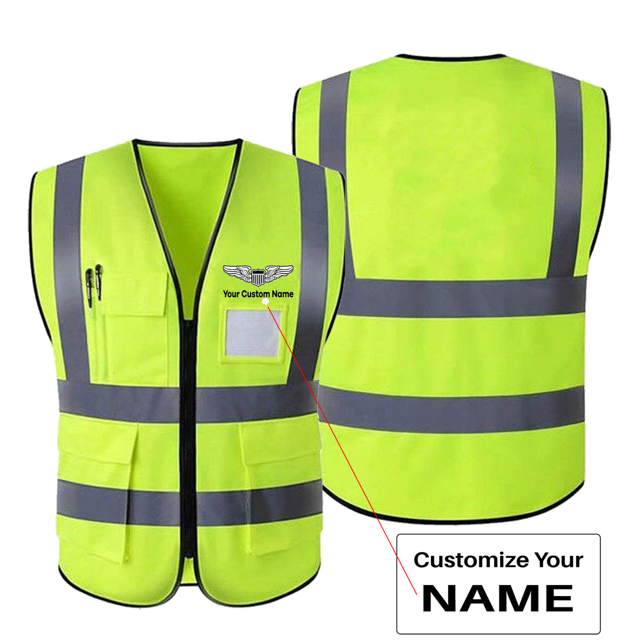 Custom Name (Military Badge ) Designed Reflective Vests