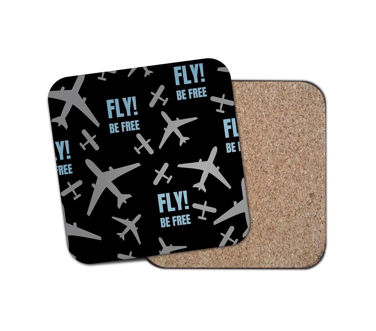 Fly Be Free Black Designed Coasters
