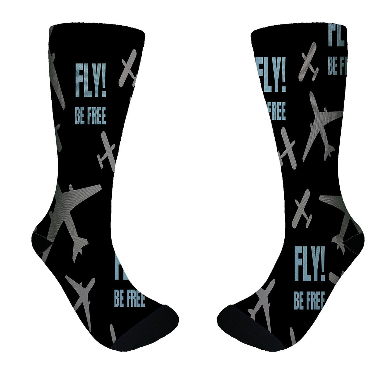 Fly Be Free Black Designed Socks