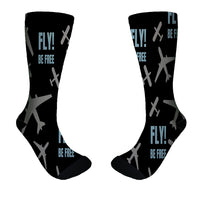Thumbnail for Fly Be Free Black Designed Socks