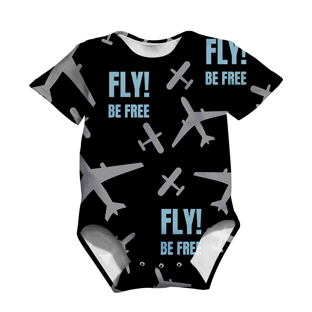 Fly Be Free Black Designed 3D Baby Bodysuits