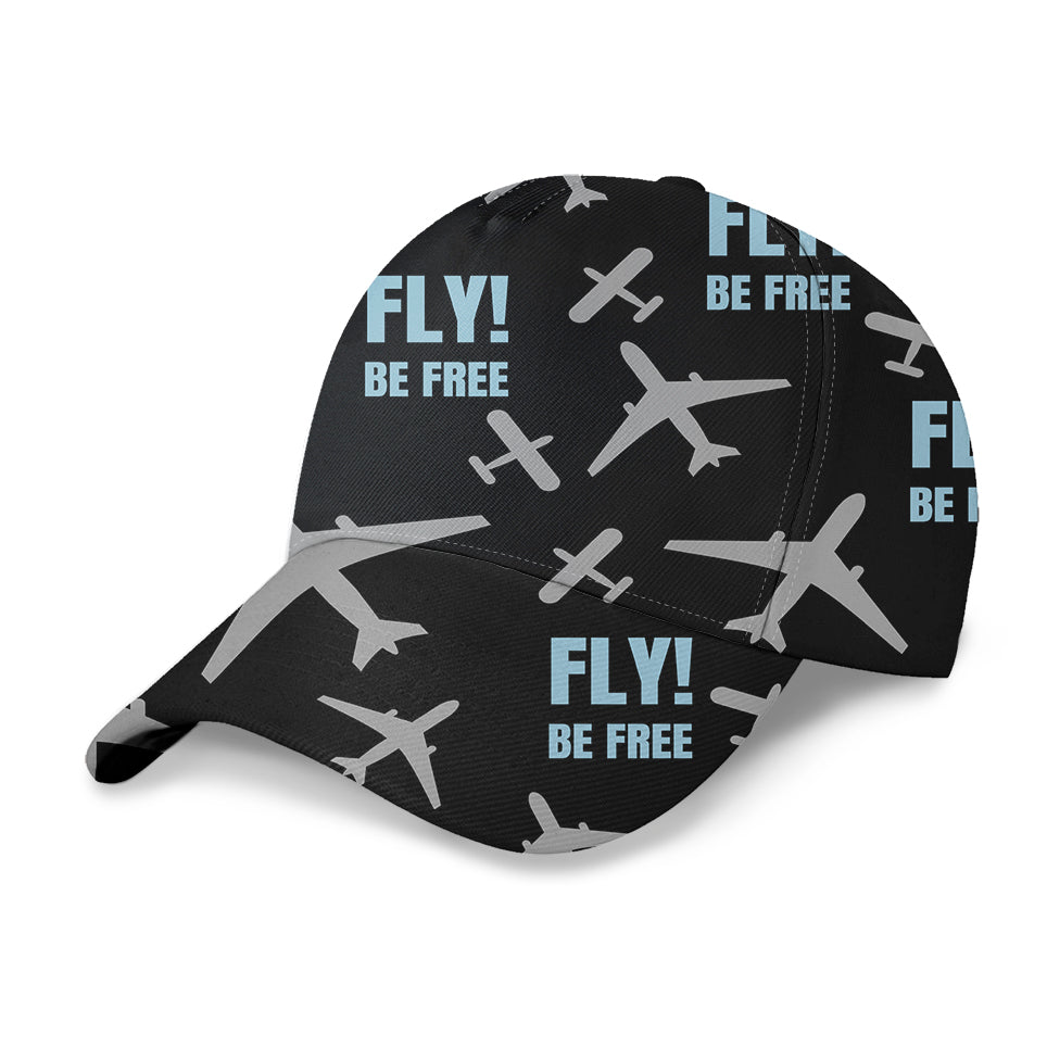 Fly Be Free Black Designed 3D Peaked Cap