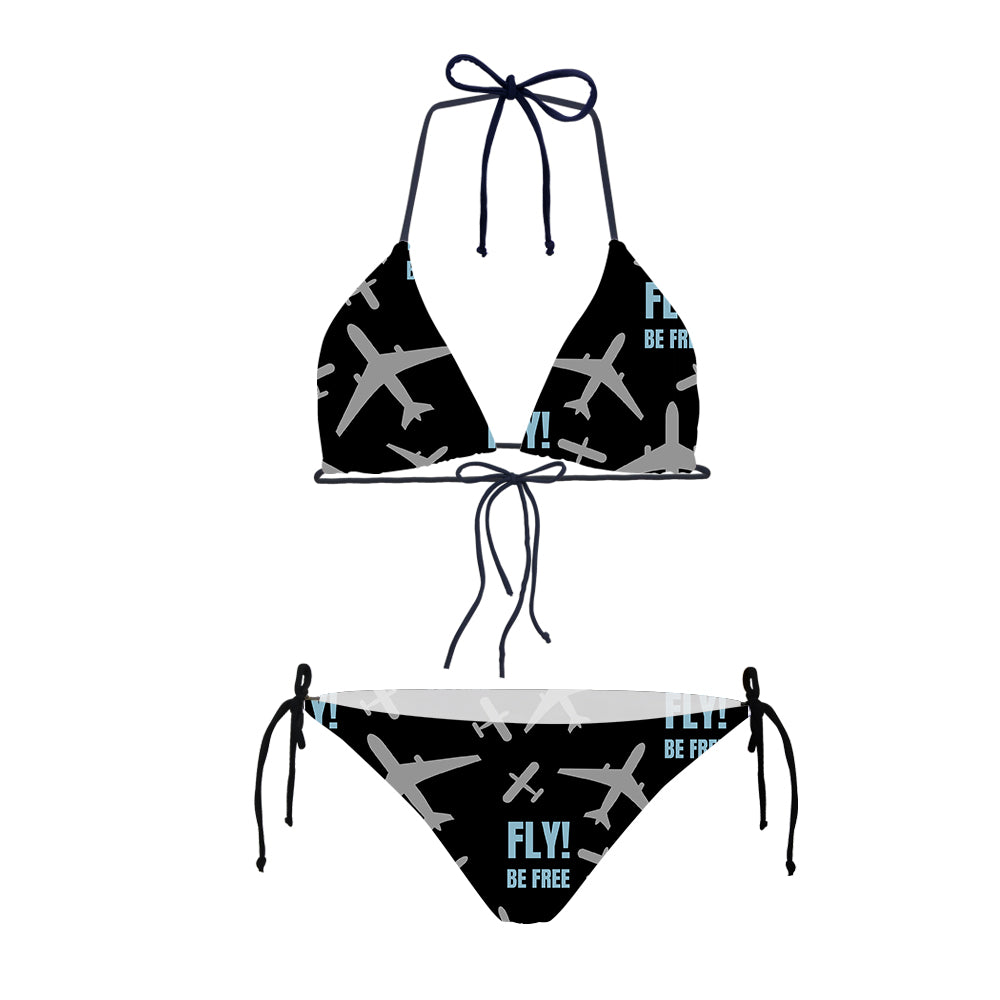 Fly Be Free Black Designed Triangle Bikini