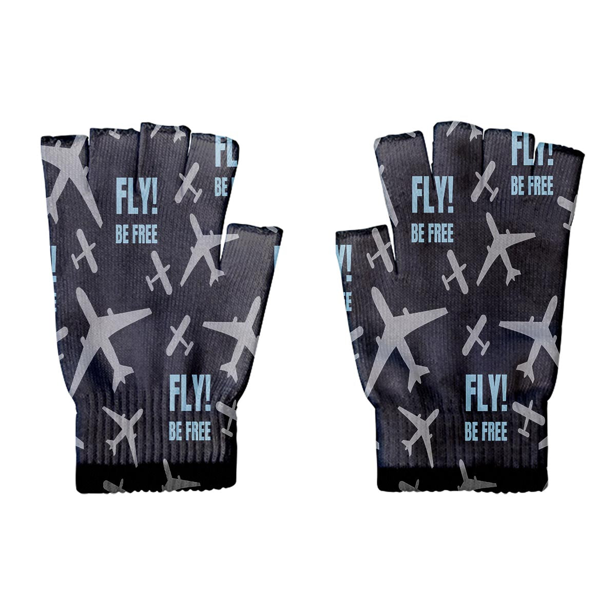 Fly Be Free Black Designed Cut Gloves
