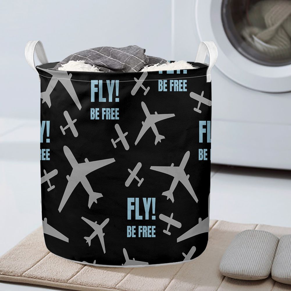 Fly Be Free Black Designed Laundry Baskets