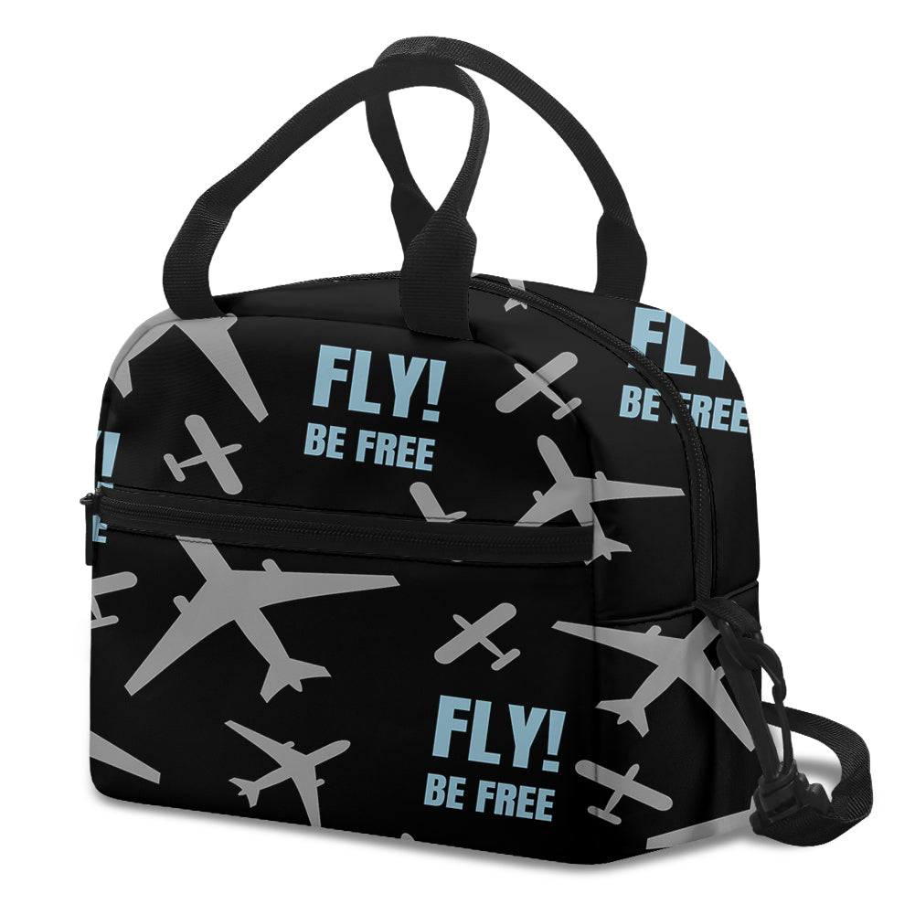 Fly Be Free Black Designed Lunch Bags